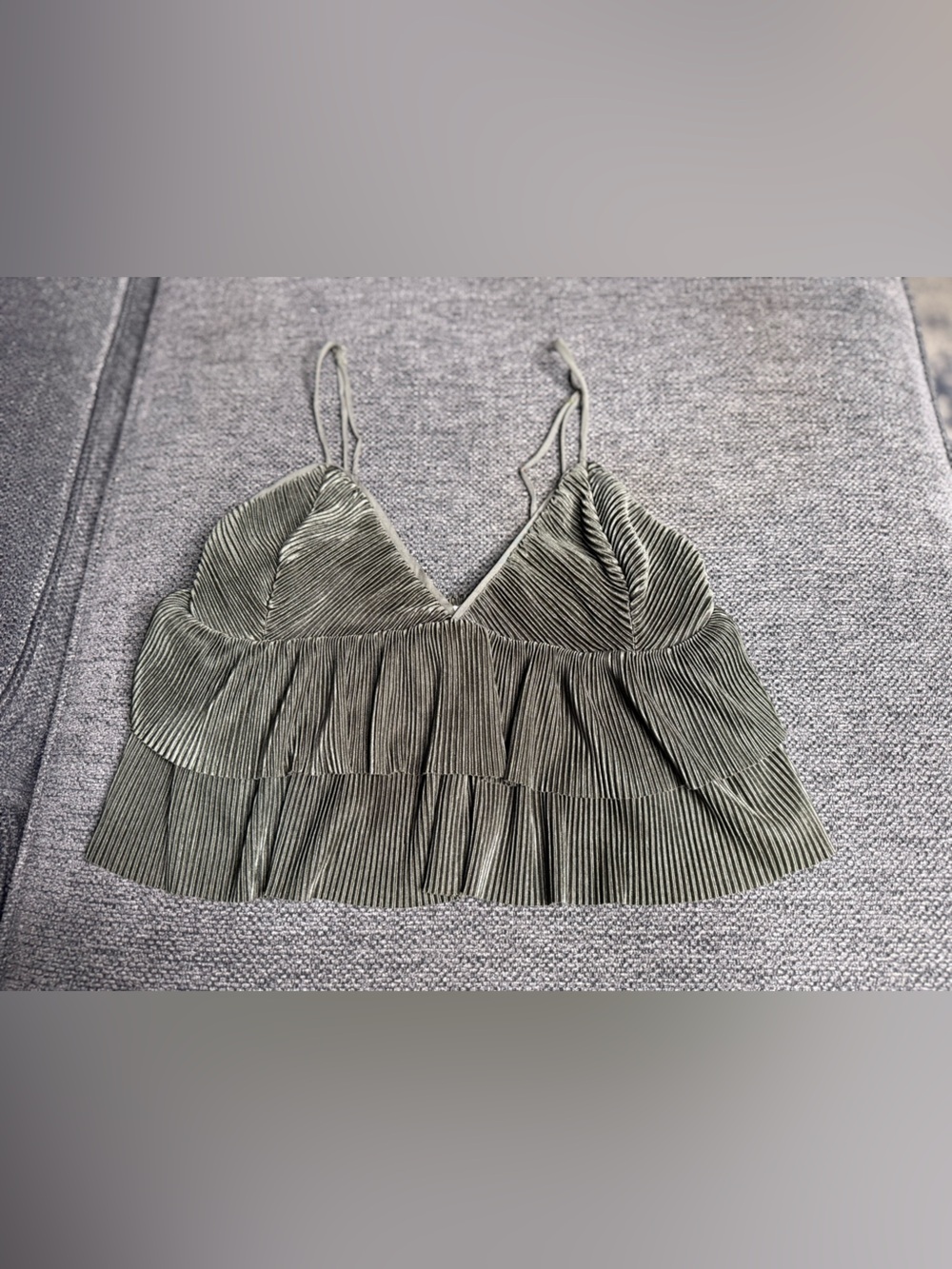 Dress Forum Olive Green Pleated Camisole Crop Top
